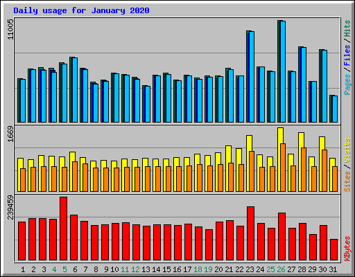 Daily usage for January 2020