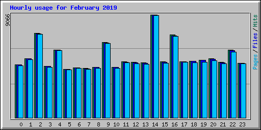 Hourly usage for February 2019